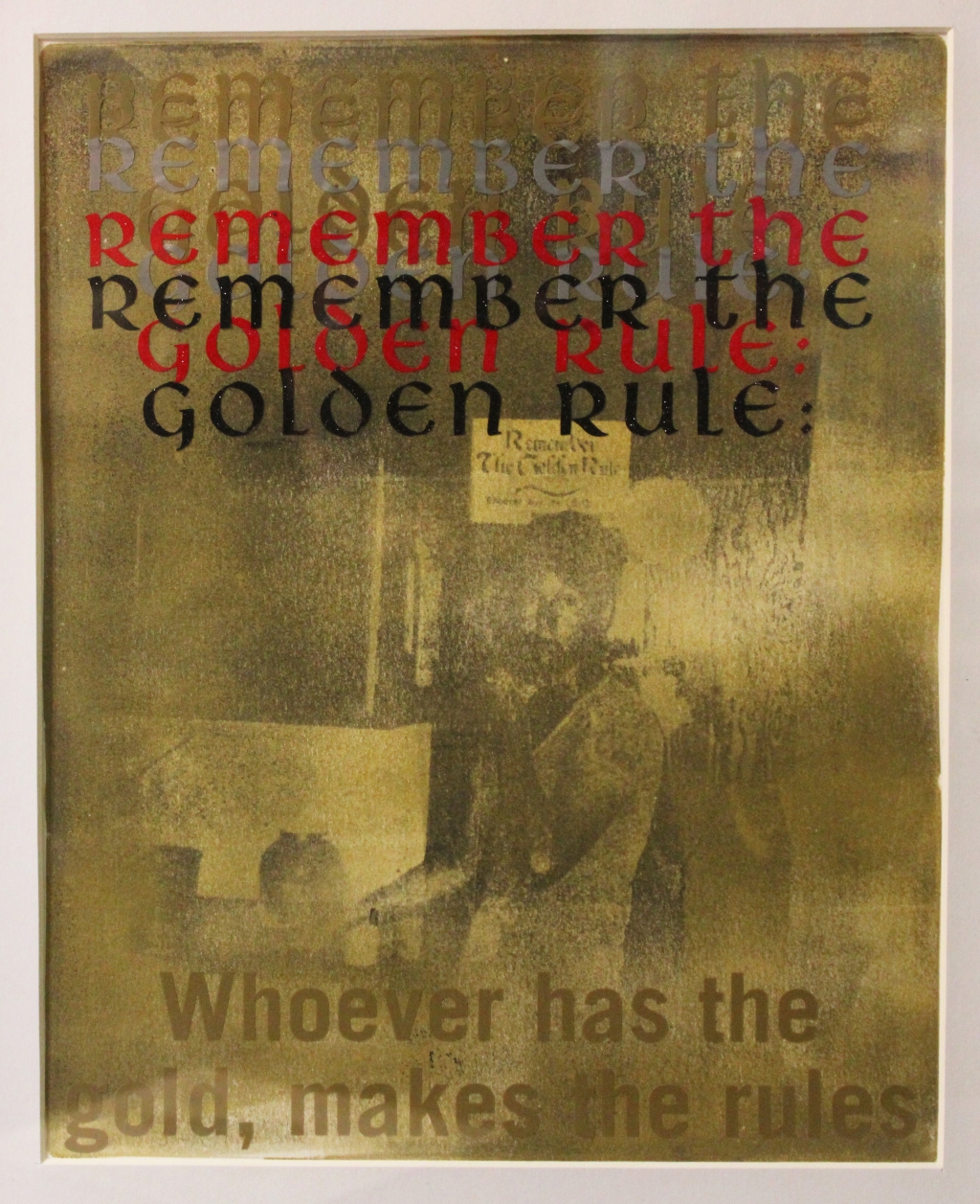 Mixed media artwork by artist Judith Ann Miller, vinyl and ink monoprint on paper